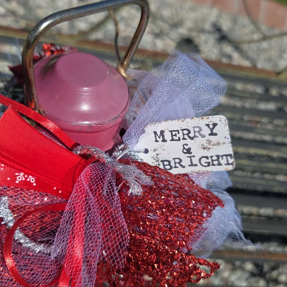 Vintage Red Metal Lantern Christmas Decoration
